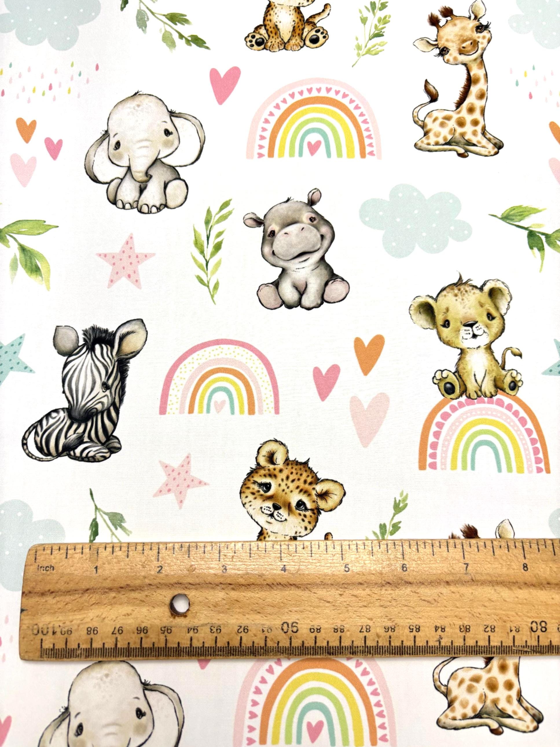 Safari Pink Rainbow Cotton Fabric
