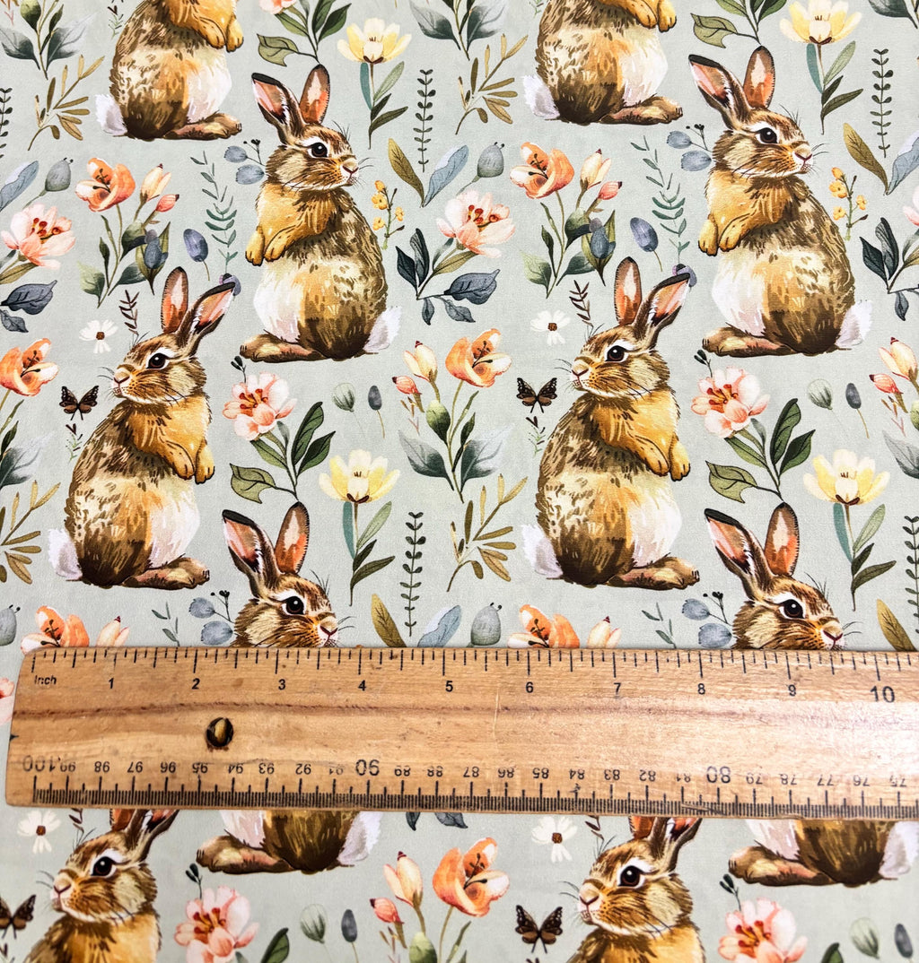 Floral Rabbit Cotton Fabric