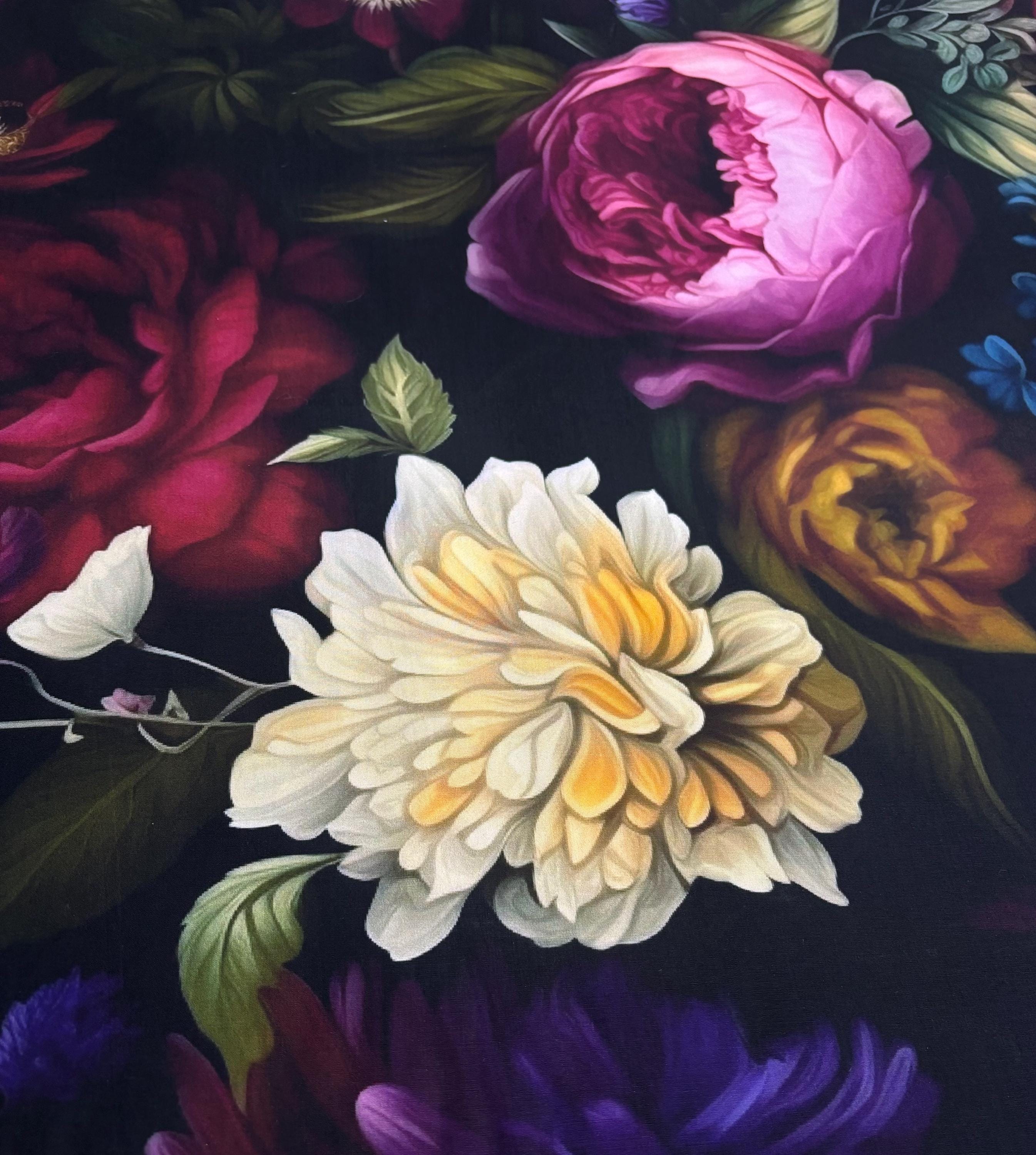 Large Scale Moody Floral Cotton Fabric