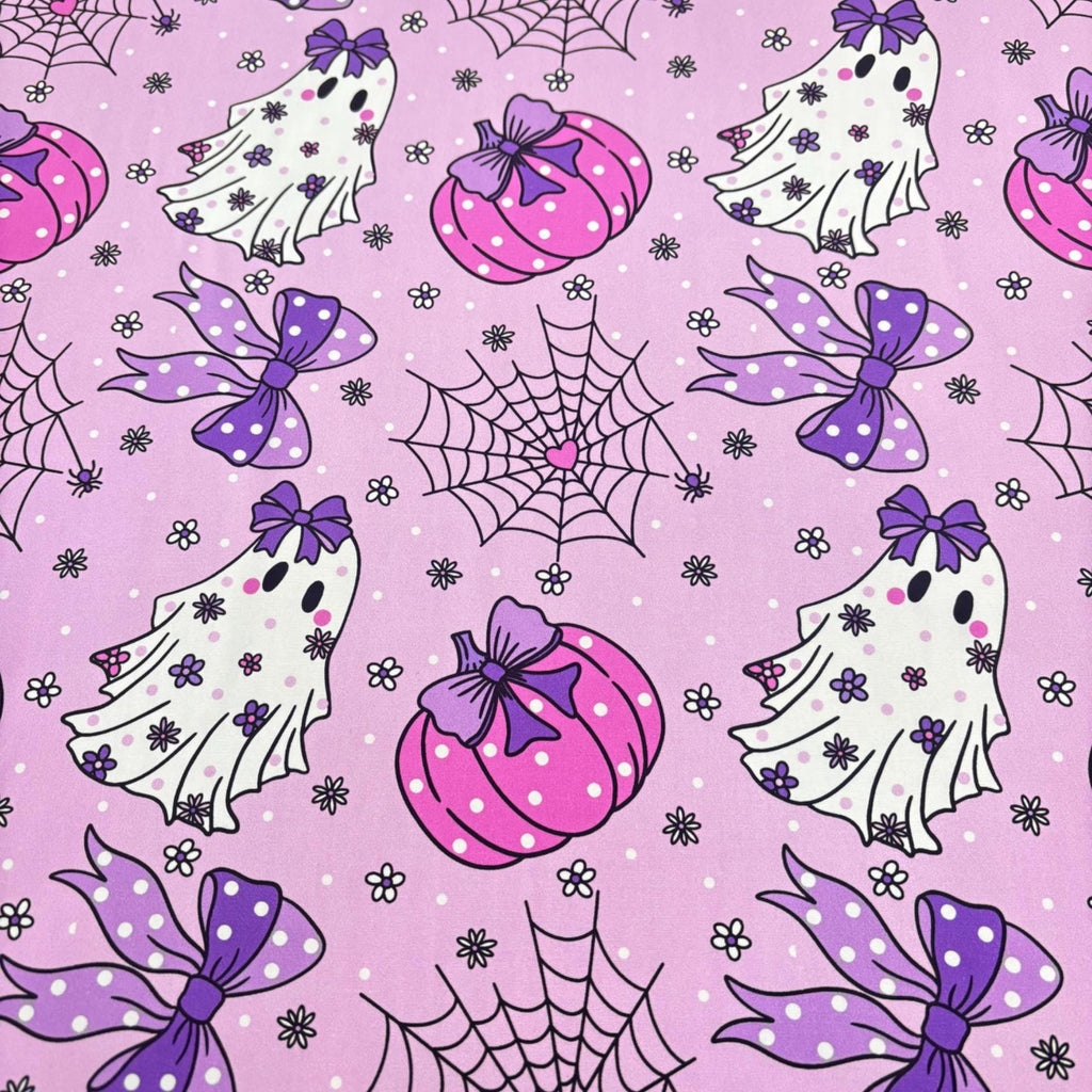 Pink Ghost Jack O Lantern Cotton Fabric