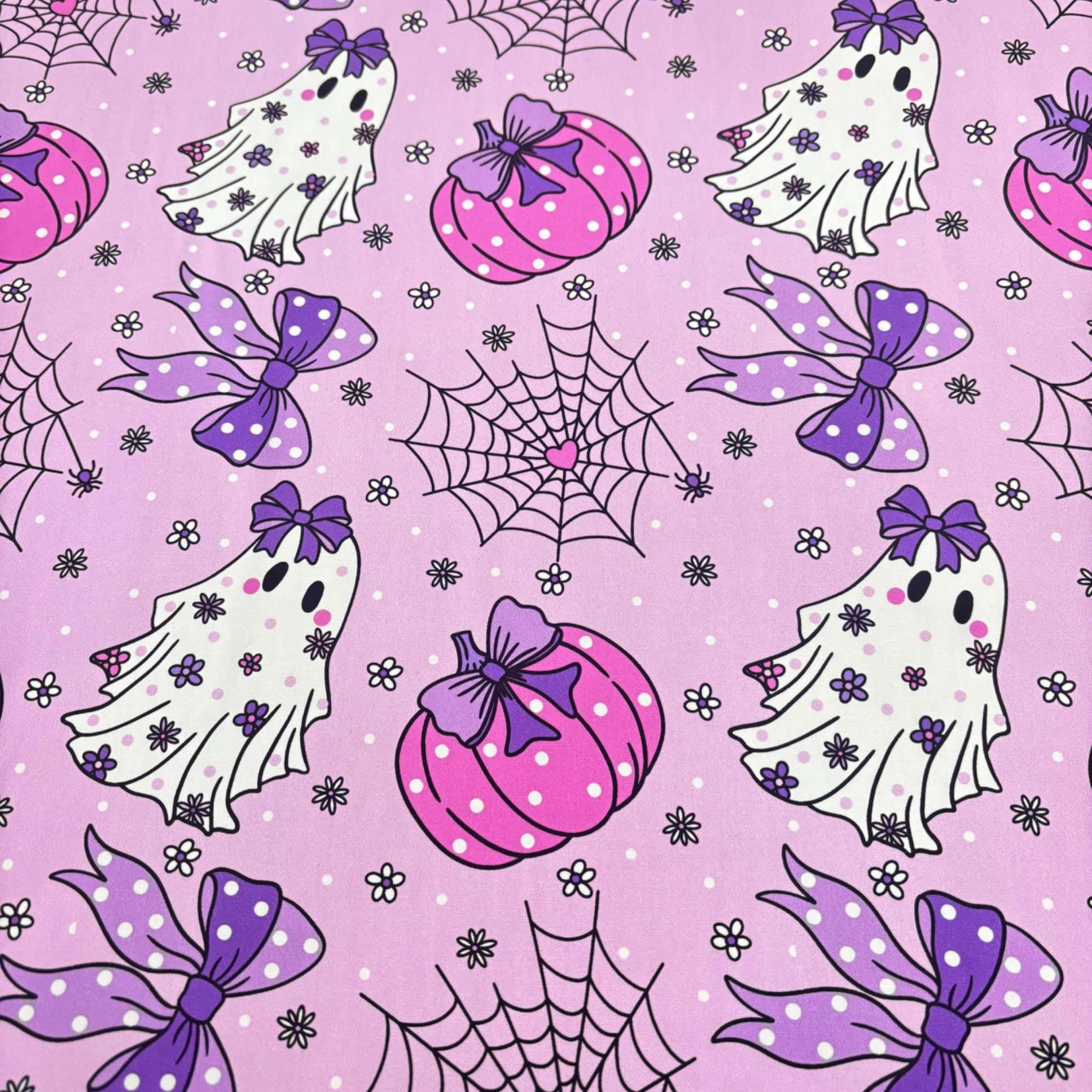Pink Ghost Jack O Lantern Cotton Fabric
