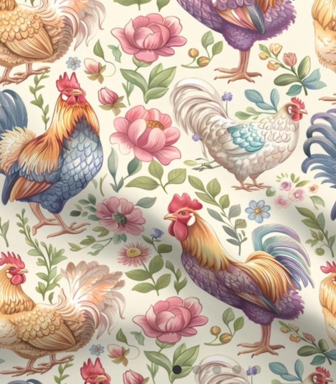 Farmhouse Chickens Cotton Fabric
