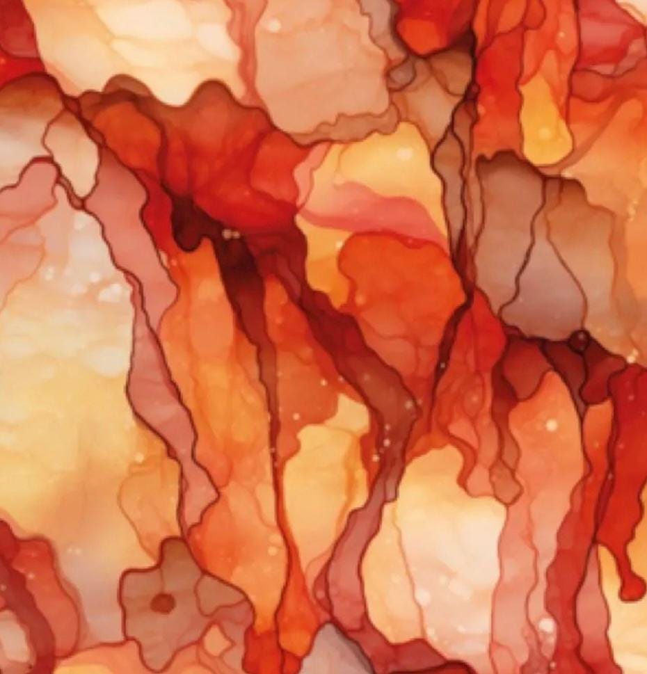 Orange Abstract Cotton Fabric