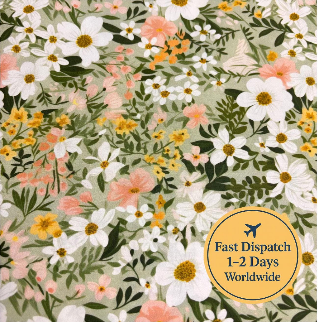 Sage Green Floral Cotton Fabric
